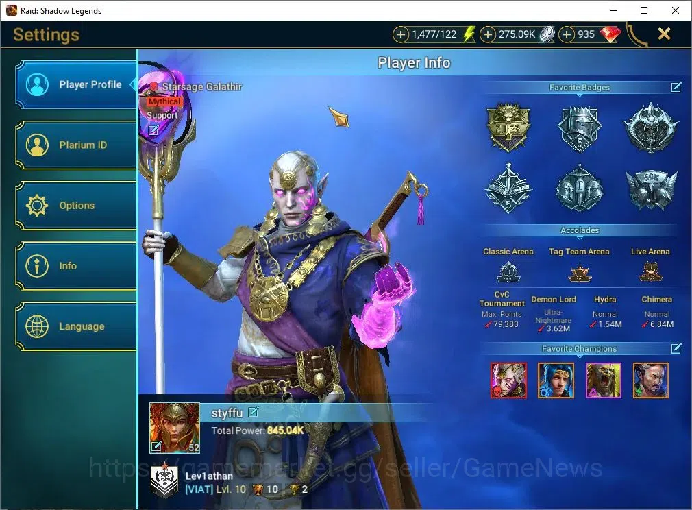 Raid: Shadow Legends Accounts Lv52 845K Power|1 Mythic[SS Galthir]+19 Legend(McA image 2