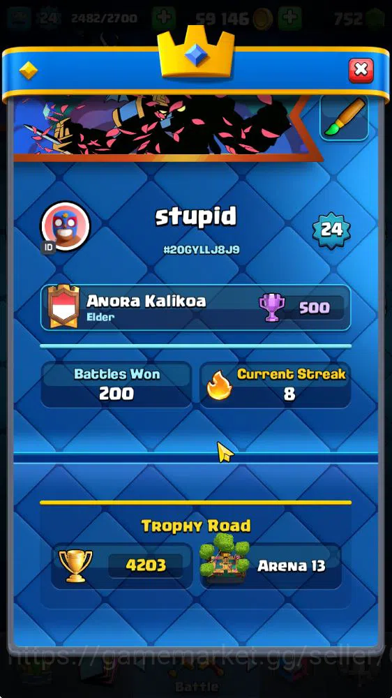 Clash Royale Accounts Midgame Lv 24|Trophy 4203|KTL 9|Limited Skin|Card 77| 3 EVO 4 Legendary 20 Epic 26 Rare 27 Common|Take 2