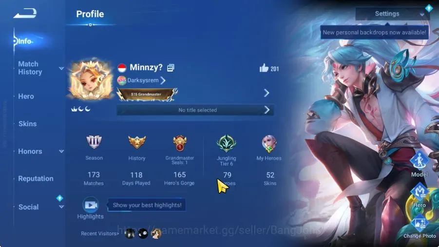 Honor of Kings Accounts Rare Skin Global | 79H 52S | Legend; Allain,Wukong | Event; Umbrossa,Luna|Worldly:Haya 1