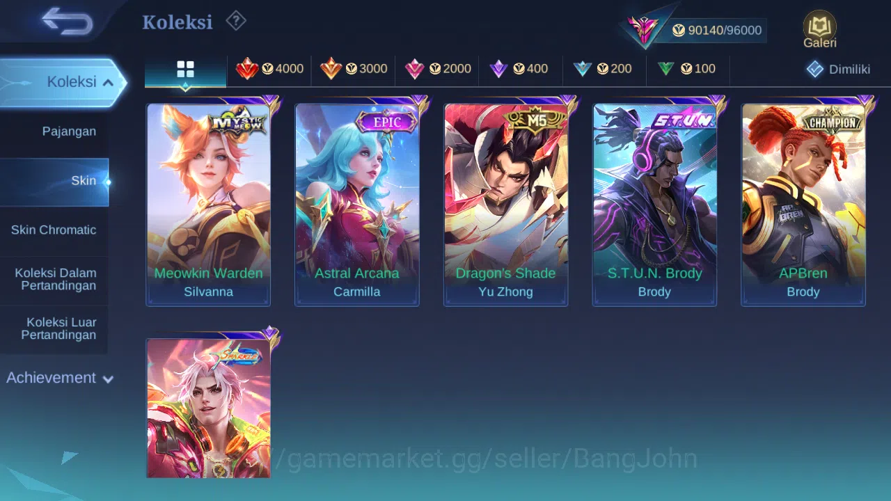 Mobile Legends: Bang Bang Accounts Others Hero 132 Skin 331 | Legend Franco | Aspirant Angela | Prime Yuzhong | Luckybox 14