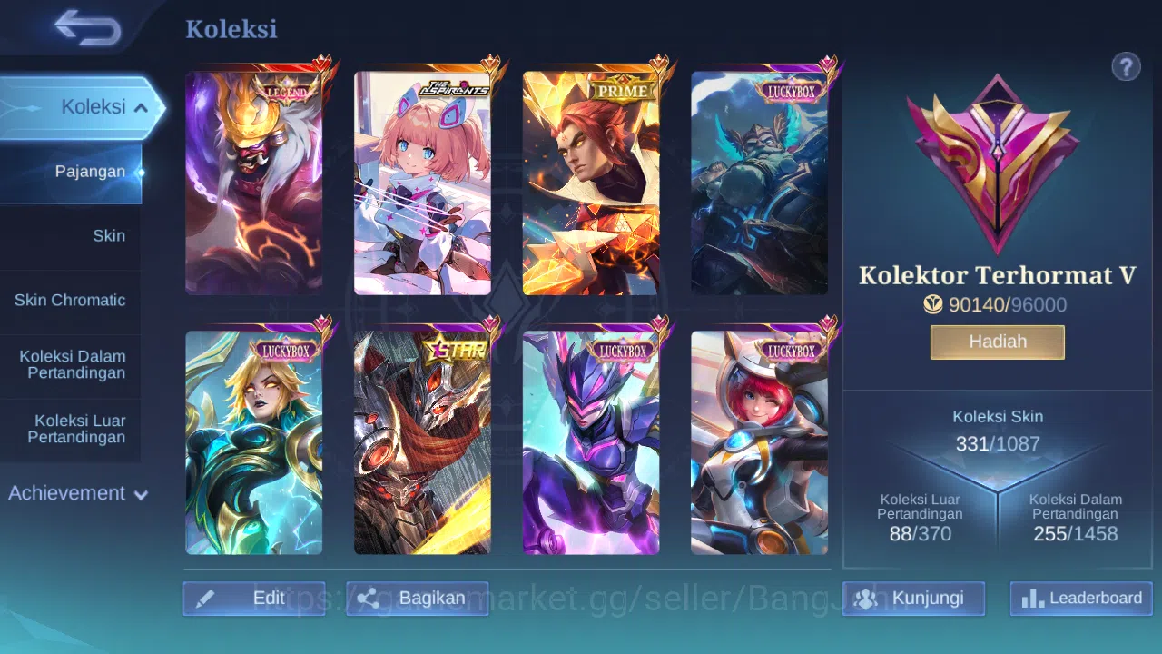 Mobile Legends: Bang Bang Accounts Others Hero 132 Skin 331 | Legend Franco | Aspirant Angela | Prime Yuzhong | Luckybox 15
