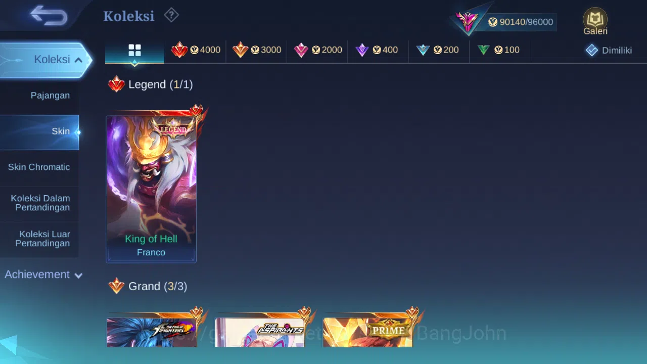 Mobile Legends: Bang Bang Accounts Others Hero 132 Skin 331 | Legend Franco | Aspirant Angela | Prime Yuzhong | Luckybox 2