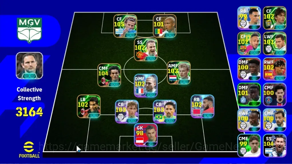 eFootball Accounts Legends & Iconic Players Android|Power 3164|9 Epic Diego Forlan,Roberto Donadoni,Dennis Bergkamp,Dimitar 1