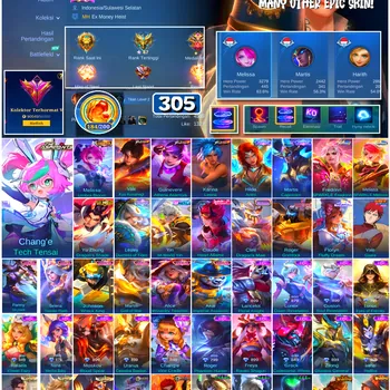 Mobile Legends: Bang Bang Accounts #4558 305 Skins | Chang'e Tech Tensai (ASPIRANTS) | Floryn Fluffy Dream (SANRIO