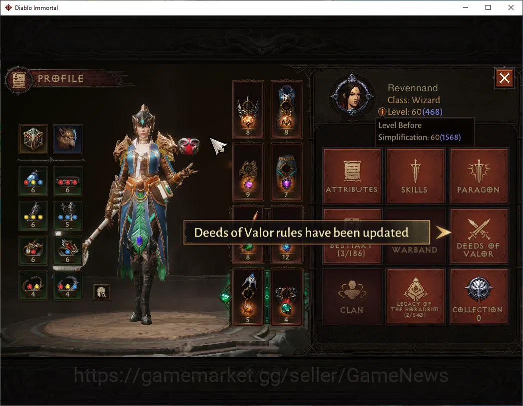 Diablo Immortal Accounts Starter NA - high heaven|Lv60(468)|Wizard|30K CR|Reso 480||Paragon Maledictor|Inferno I|Hell Lv 3
