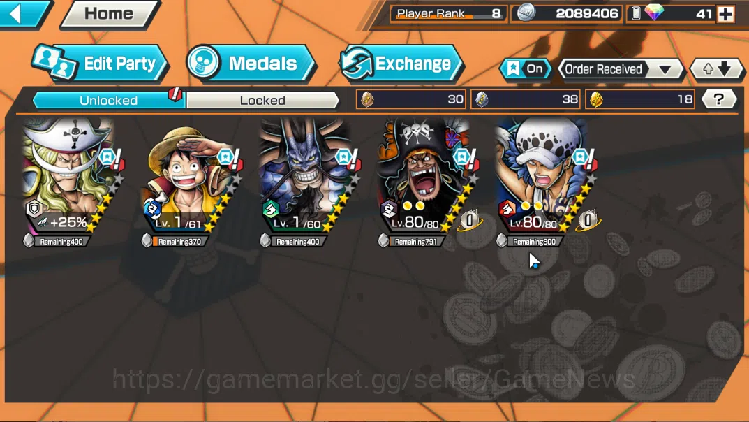 One Piece Bounty Rush Accounts Global|5EX |WI Trafalgar Law,BMO Kaido,Gp Edward N image 4