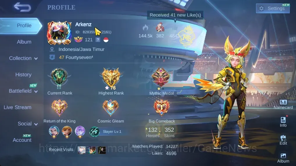 Mobile Legends: Bang Bang Accounts Collector Hero 132|Skin 352|Ex Glory 76|Gusion Legend|Floryn Sanrio,Joy Champion,4 1