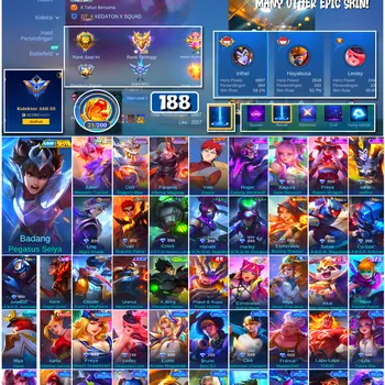 Mobile Legends: Bang Bang Accounts #4587 188 Skins | Badang Pegasus Seiya (SAINT SEIYA) | Vale Gaara (NARUTO) | Freya Raven