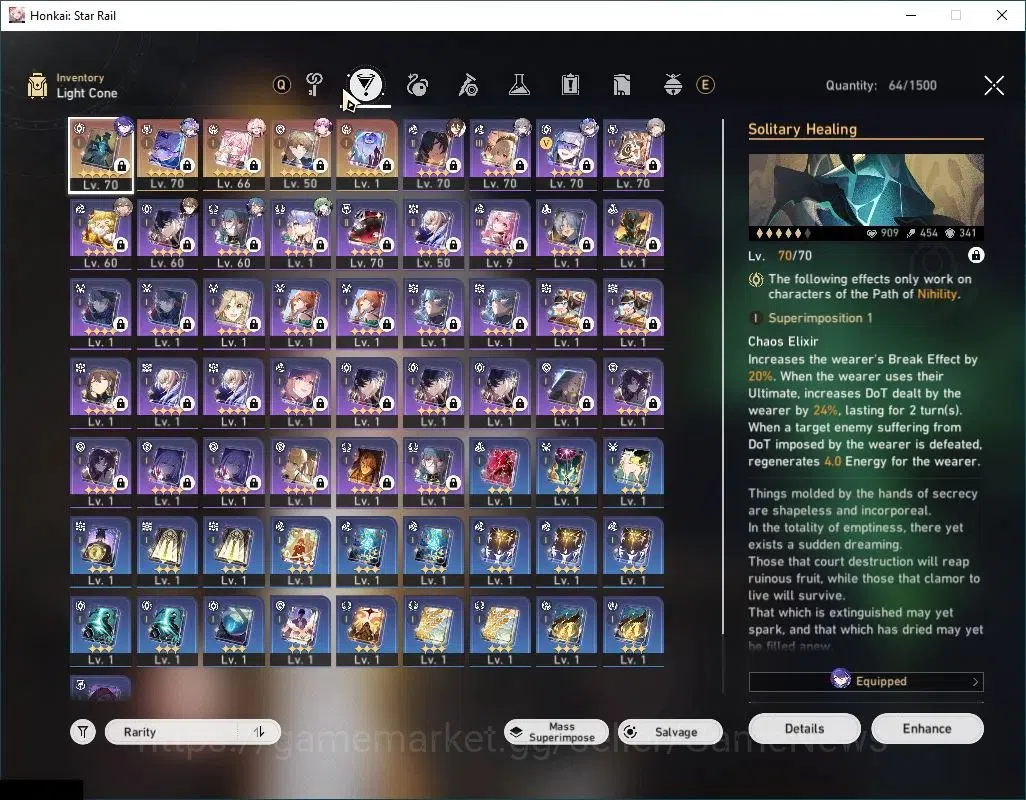 Honkai Star Rail Accounts Mid Game Asia|TL 59|5 Limited|(Silver Wolf 999,Hyacine)+Sign,Huohuo,Acheron,Fu Xuan|MC Female|Take 5
