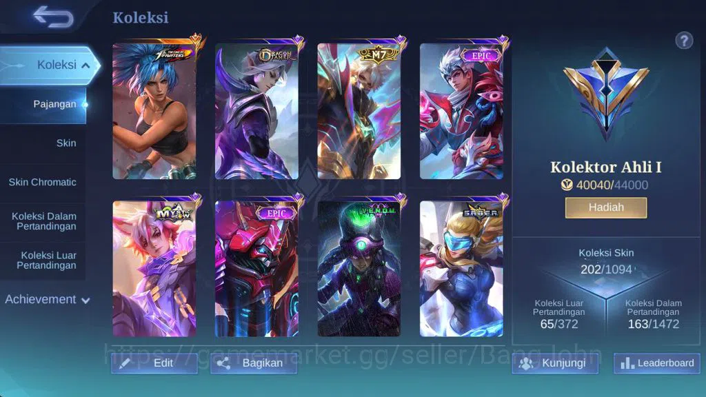 Mobile Legends: Bang Bang Accounts Global, collector expert, Mgranger,saber freya,bla image 1