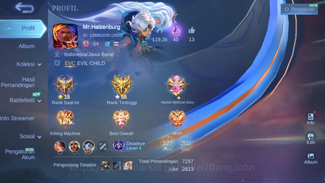 Mobile Legends: Bang Bang Accounts Global, collector expert, Mgranger,saber freya,bla image 2