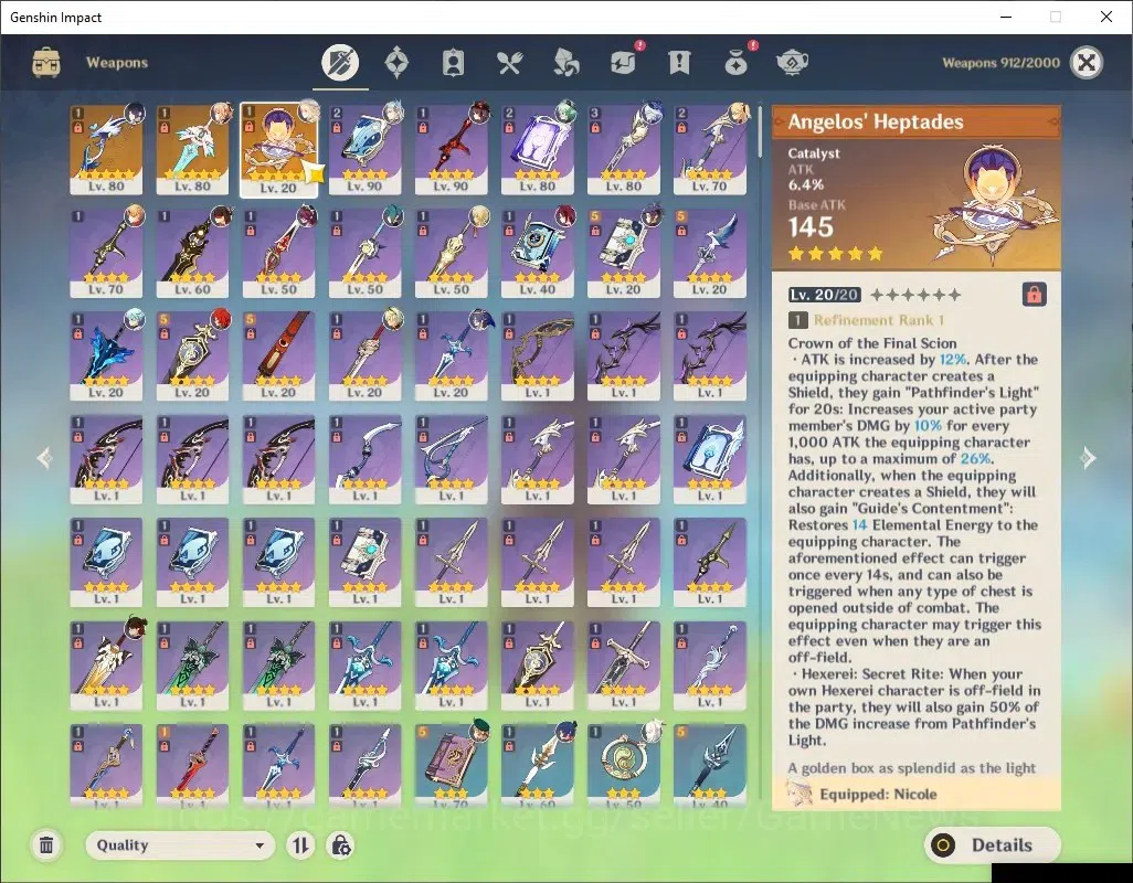 Genshin Impact Accounts ASIA |AR 56 |5 Limited + 3 (*5Weapon) |[Yelan,Nico image 14