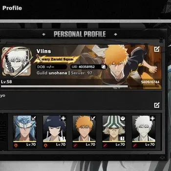 BLEACH: Soul Resonance Accounts NuverseSEA|LV 58|8 SSR [SoiFonB1,UrahB1,Ichigo Inn image 1