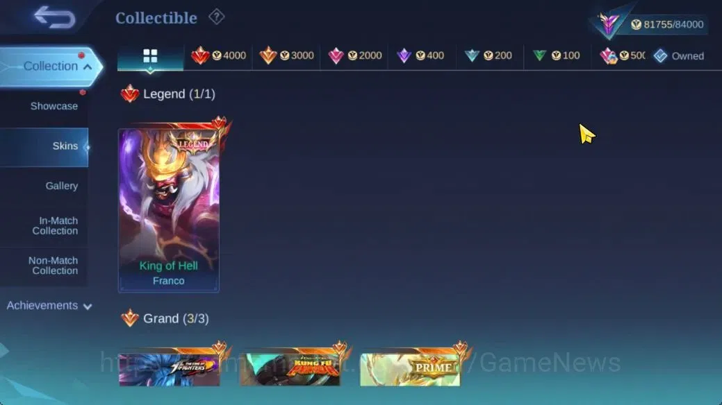 Mobile Legends: Bang Bang Accounts Hero 132|Skin 284|Legend Franco,KungFu Thamuz,Prim image 5
