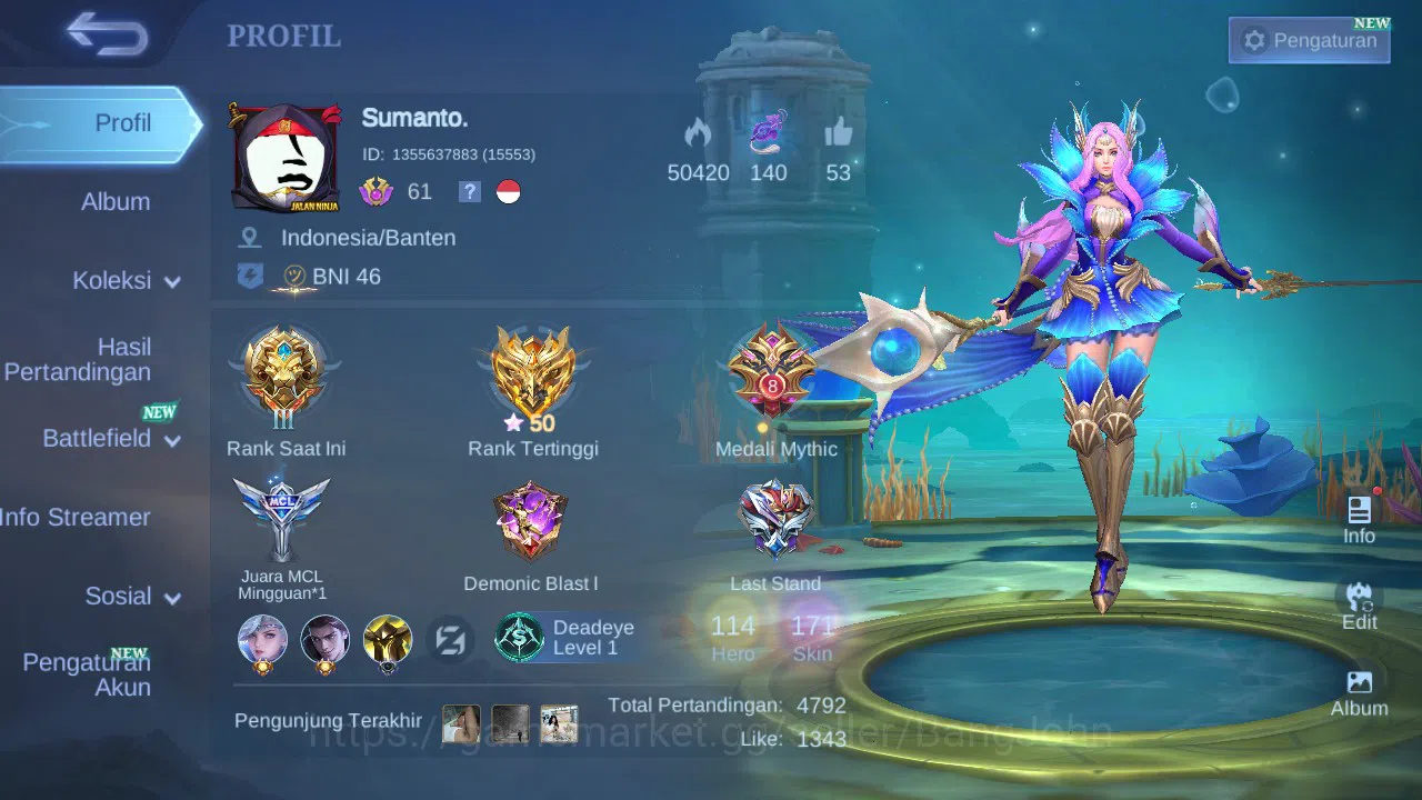 Mobile Legends: Bang Bang Accounts GLOBAL Hero 114 Skin 171 | CC Nata | Luckybox Odet image 17
