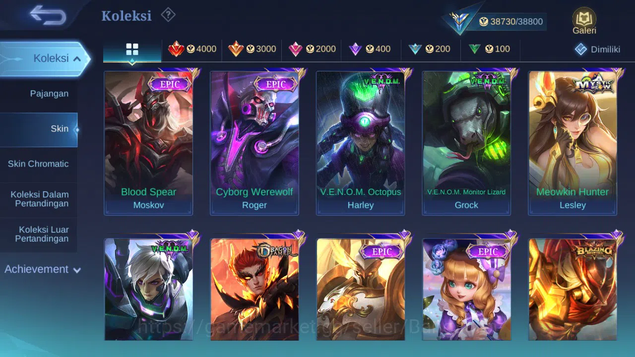 Mobile Legends: Bang Bang Accounts GLOBAL Hero 114 Skin 171 | CC Nata | Luckybox Odet image 4