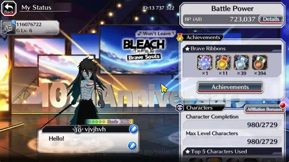 Bleach: Brave Souls Accounts [GLOBAL]51K Orb|TYBW26[Bambietta,Meninas,Liltotto] image 2