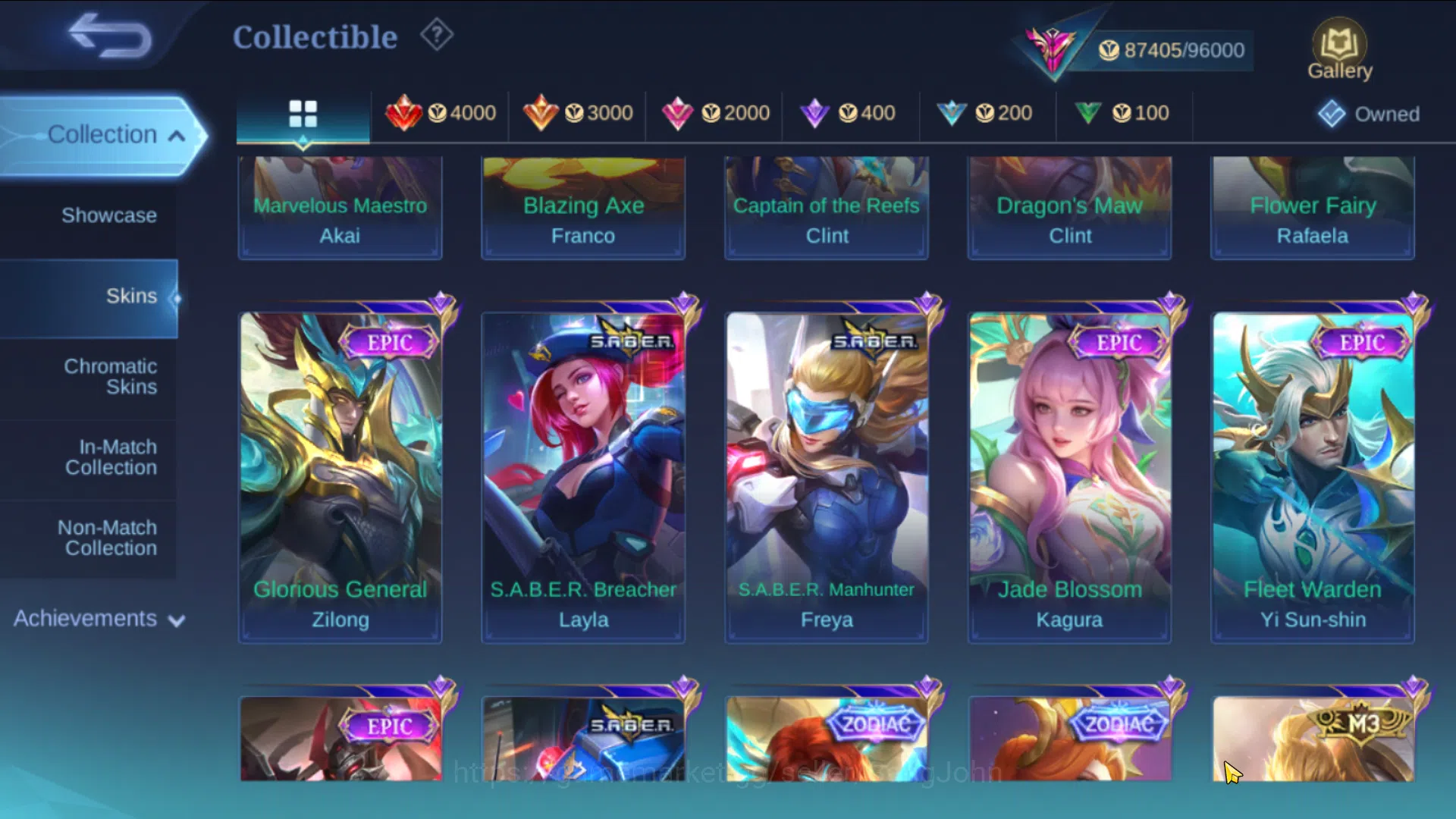 Mobile Legends: Bang Bang Accounts Others Hero 131, Skin 360, Immo | KOF Karina, TF Roger, LBox 10