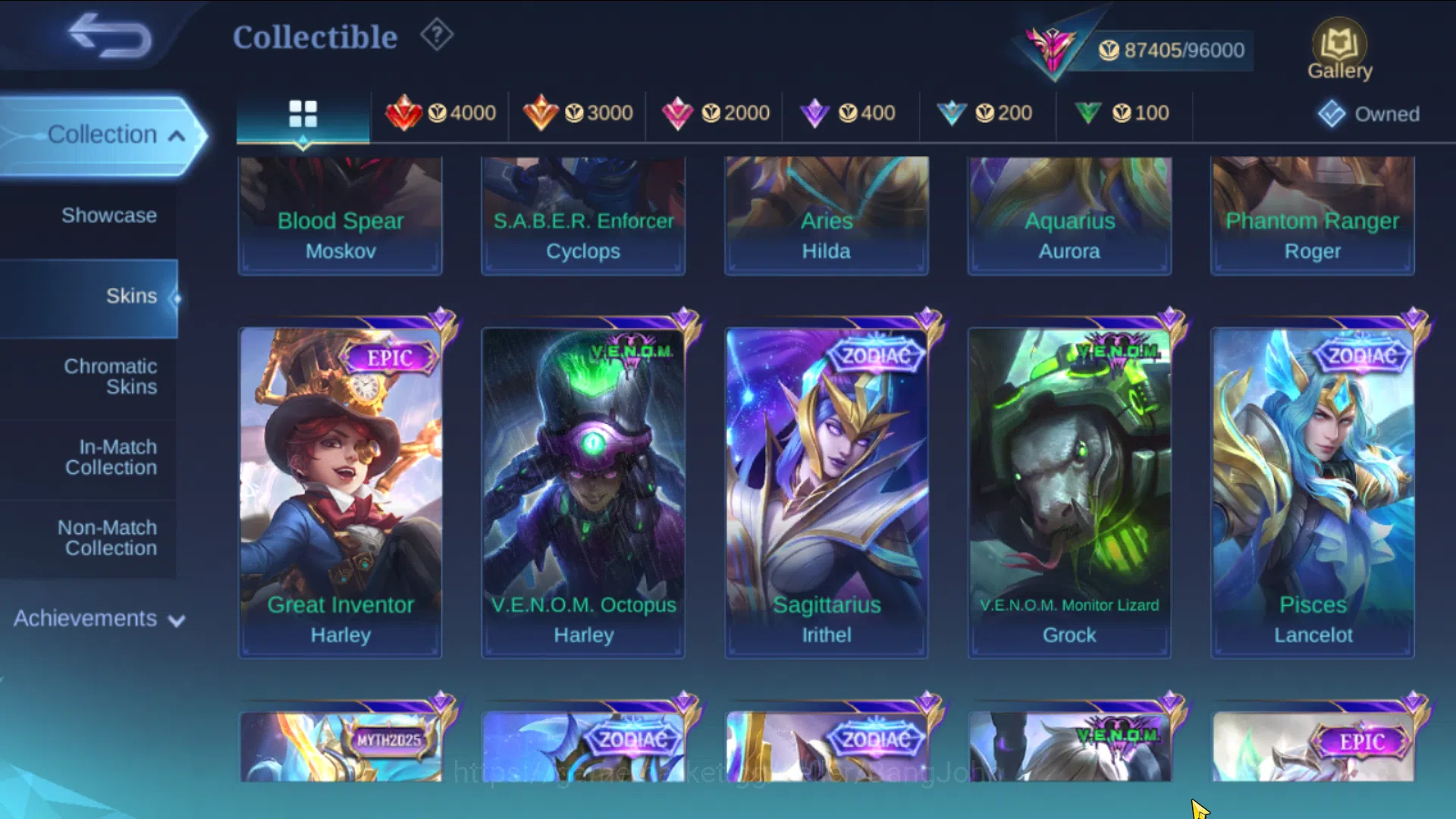 Mobile Legends: Bang Bang Accounts Others Hero 131, Skin 360, Immo | KOF Karina, TF Roger, LBox 12