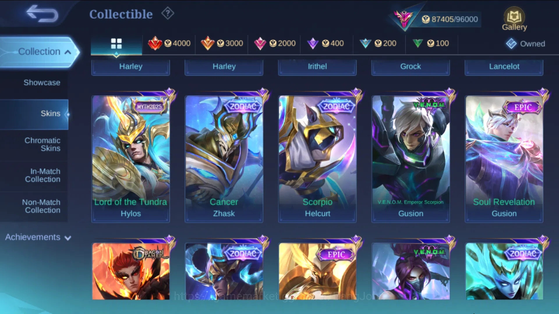 Mobile Legends: Bang Bang Accounts Others Hero 131, Skin 360, Immo | KOF Karina, TF Roger, LBox 13