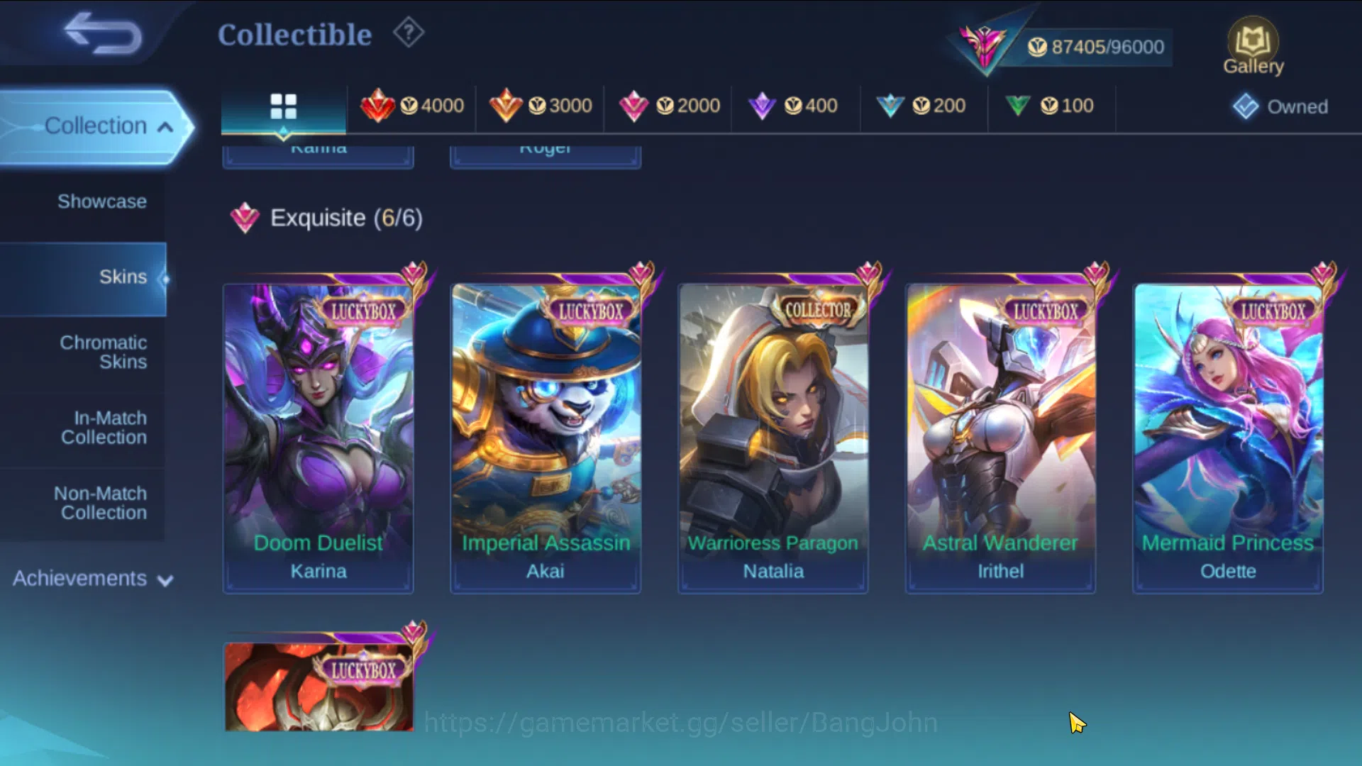 Mobile Legends: Bang Bang Accounts Others Hero 131, Skin 360, Immo | KOF Karina, TF Roger, LBox 6