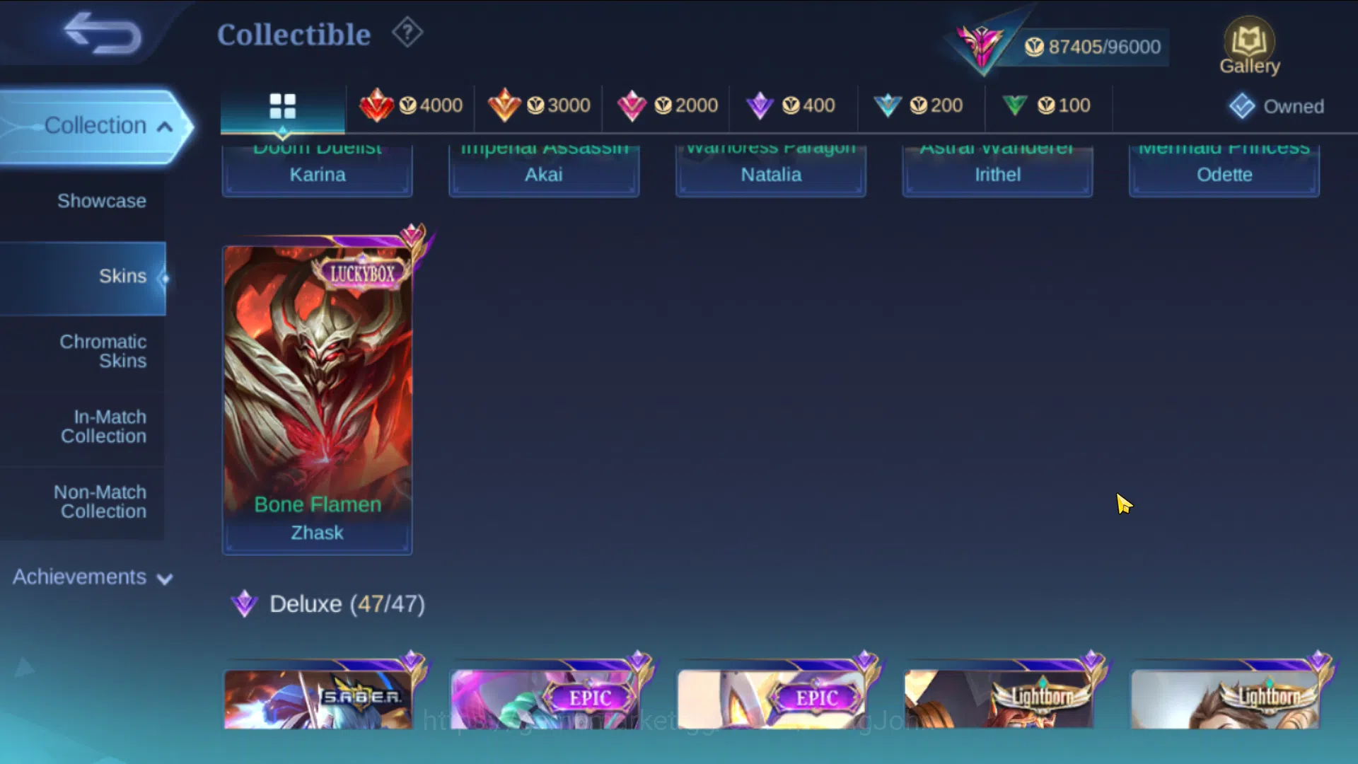 Mobile Legends: Bang Bang Accounts Others Hero 131, Skin 360, Immo | KOF Karina, TF Roger, LBox 7