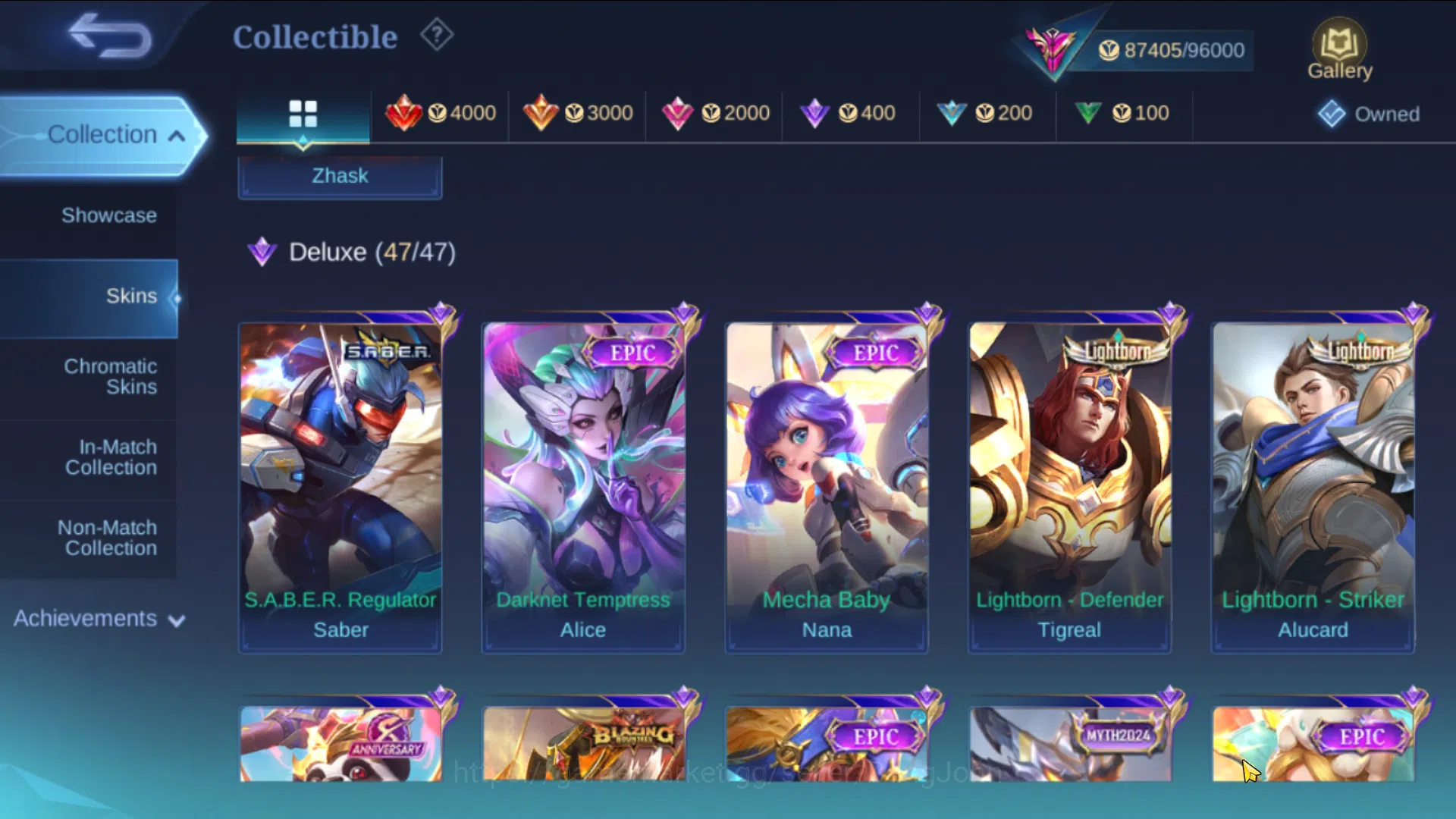 Mobile Legends: Bang Bang Accounts Others Hero 131, Skin 360, Immo | KOF Karina, TF Roger, LBox 8