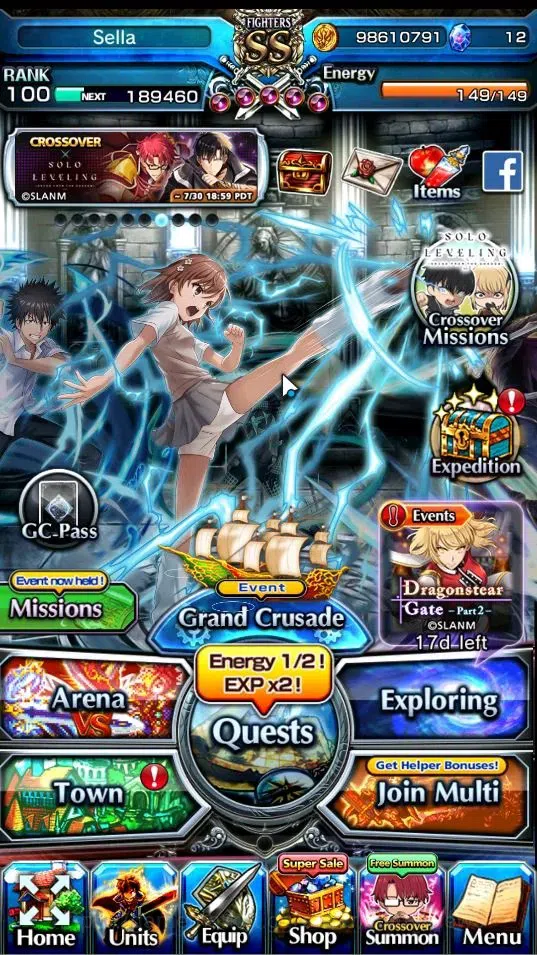 Grand Summoners Accounts End-Game Global|Rank 100|27 Ascend+7 TW|(Houka Inumata,Paladin Roy,Touma K,Chloe,Jay,Chloe S,Igris 1