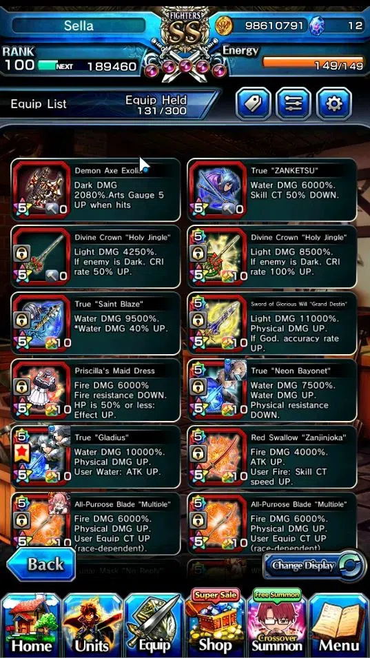 Grand Summoners Accounts End-Game Global|Rank 100|27 Ascend+7 TW|(Houka Inumata,Paladin Roy,Touma K,Chloe,Jay,Chloe S,Igris 10