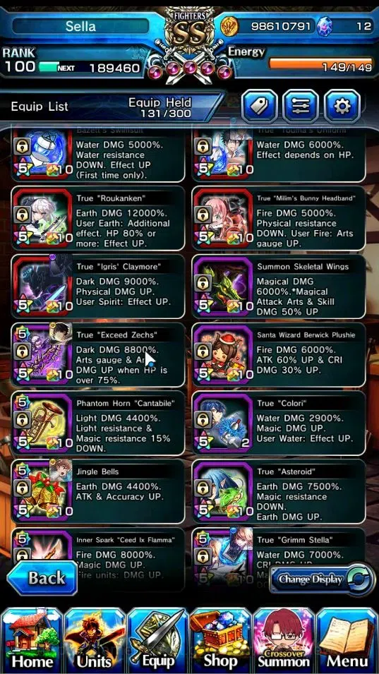 Grand Summoners Accounts End-Game Global|Rank 100|27 Ascend+7 TW|(Houka Inumata,Paladin Roy,Touma K,Chloe,Jay,Chloe S,Igris 12