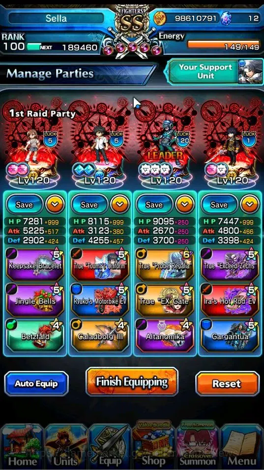 Grand Summoners Accounts End-Game Global|Rank 100|27 Ascend+7 TW|(Houka Inumata,Paladin Roy,Touma K,Chloe,Jay,Chloe S,Igris 3
