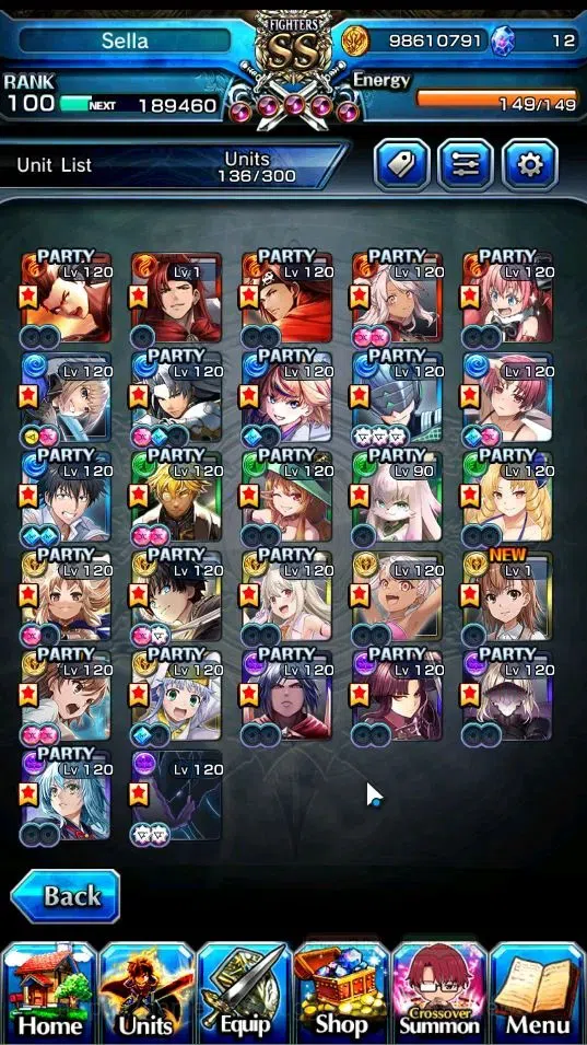 Grand Summoners Accounts End-Game Global|Rank 100|27 Ascend+7 TW|(Houka Inumata,Paladin Roy,Touma K,Chloe,Jay,Chloe S,Igris 4