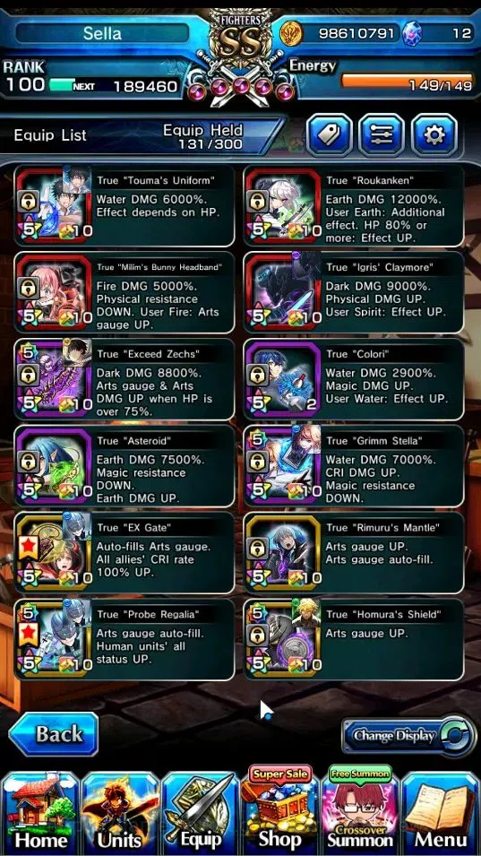 Grand Summoners Accounts End-Game Global|Rank 100|27 Ascend+7 TW|(Houka Inumata,Paladin Roy,Touma K,Chloe,Jay,Chloe S,Igris 6