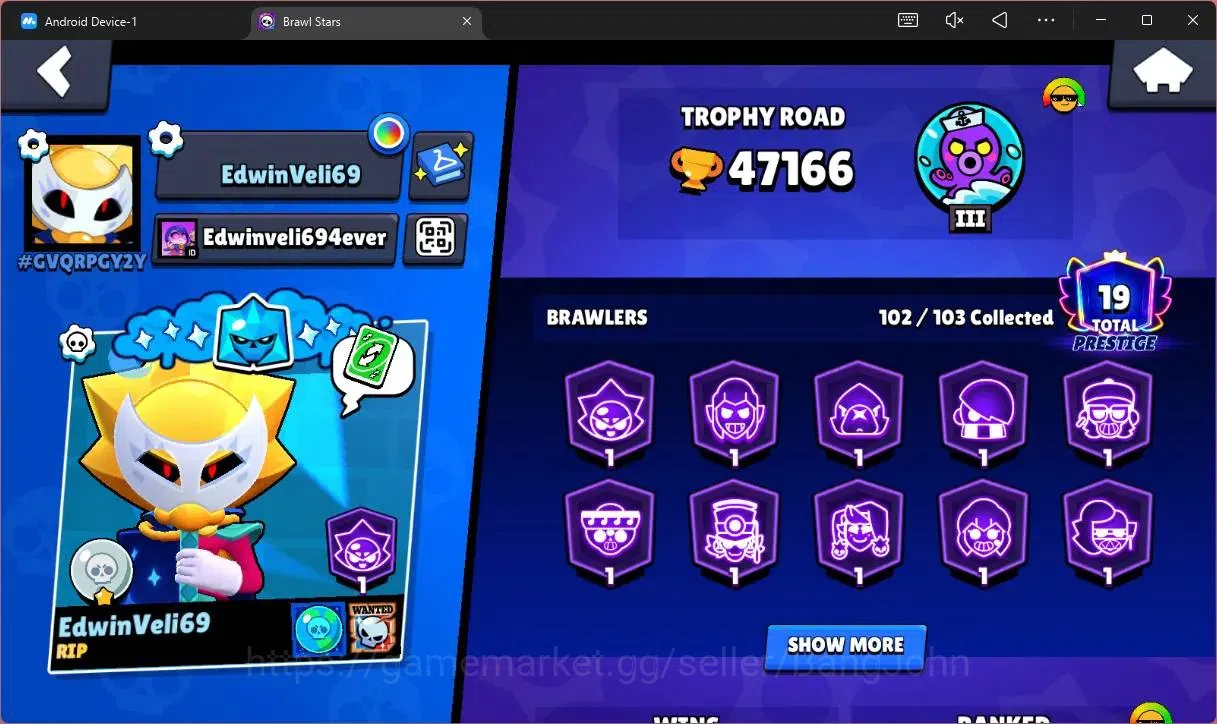 Brawl Stars Accounts Global |47166 Trophy|102 Brawler|37 Max Hypercharg image 2