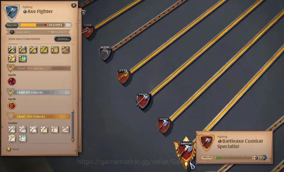 Albion Online Accounts High-End ASIA|290M Total Fame|4 WP Lv 100+ PVP & PVE|4 Off Hand Lv100+|T7 Animal Skinner|12M Fame 10