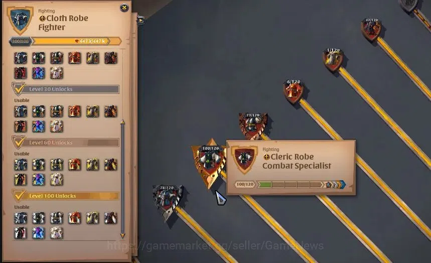 Albion Online Accounts High-End ASIA|290M Total Fame|4 WP Lv 100+ PVP & PVE|4 Off Hand Lv100+|T7 Animal Skinner|12M Fame 15