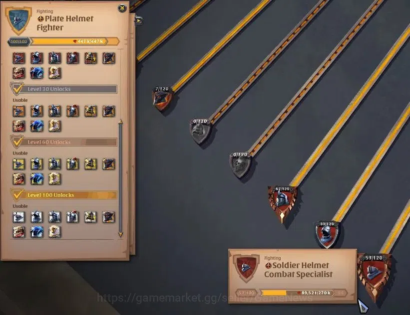 Albion Online Accounts High-End ASIA|290M Total Fame|4 WP Lv 100+ PVP & PVE|4 Off Hand Lv100+|T7 Animal Skinner|12M Fame 17