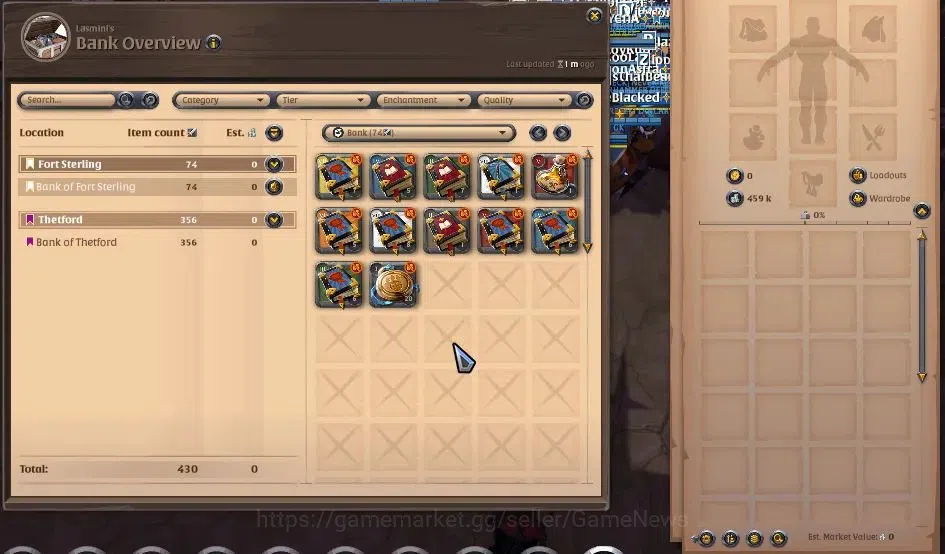 Albion Online Accounts High-End ASIA|290M Total Fame|4 WP Lv 100+ PVP & PVE|4 Off Hand Lv100+|T7 Animal Skinner|12M Fame 2
