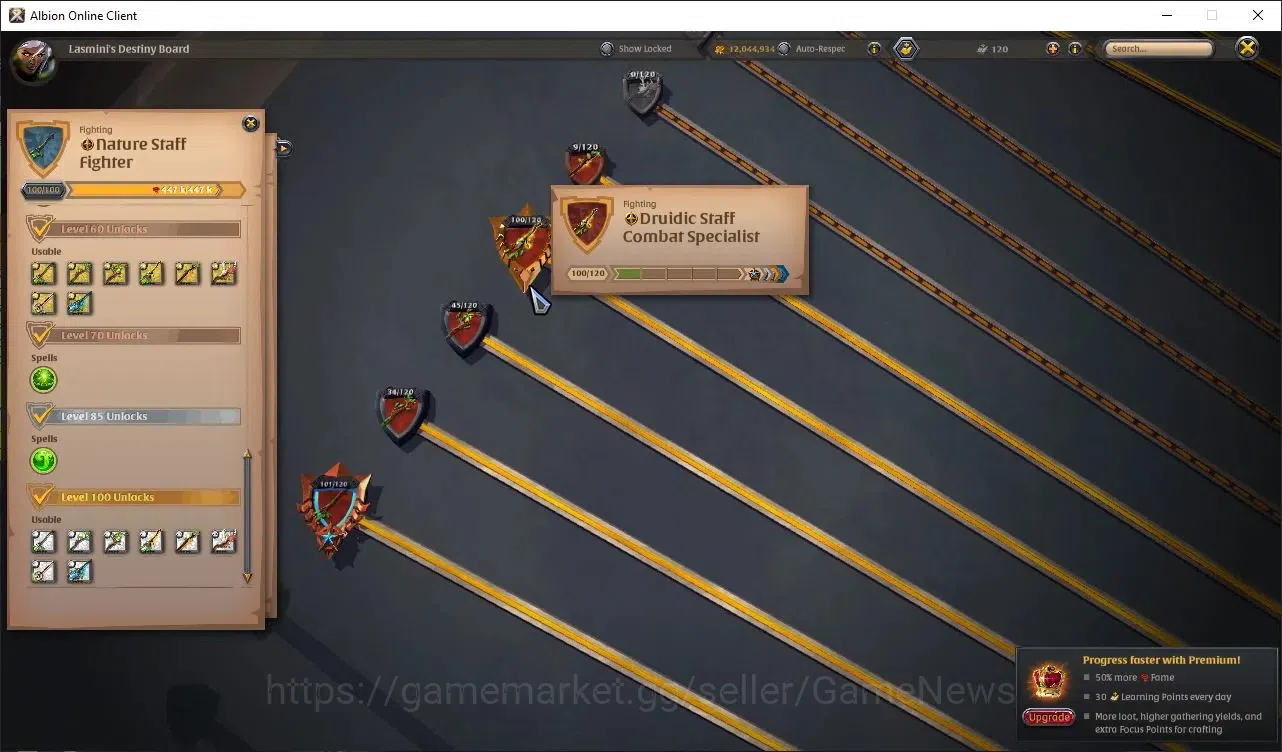 Albion Online Accounts High-End ASIA|290M Total Fame|4 WP Lv 100+ PVP & PVE|4 Off Hand Lv100+|T7 Animal Skinner|12M Fame 4
