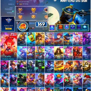 Mobile Legends: Bang Bang Accounts #4689 169 Skins | Fanny P.ACE Fanny (P.ACE) | Cyclops SpongeBob (SPONGEBOB) | Vale Gaara