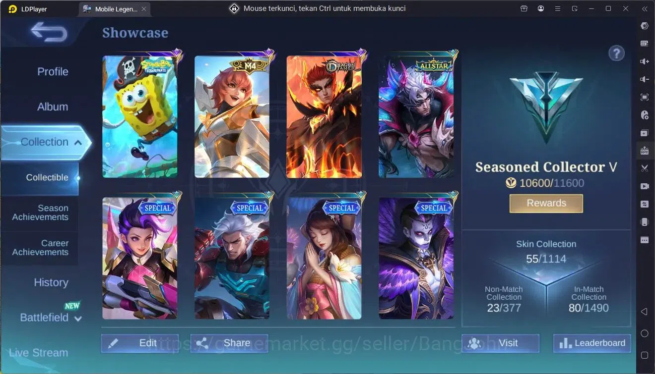 Mobile Legends: Bang Bang Accounts Global |Hero 56|Skin 55|Seasoned|Spongebob Cyclops image 2