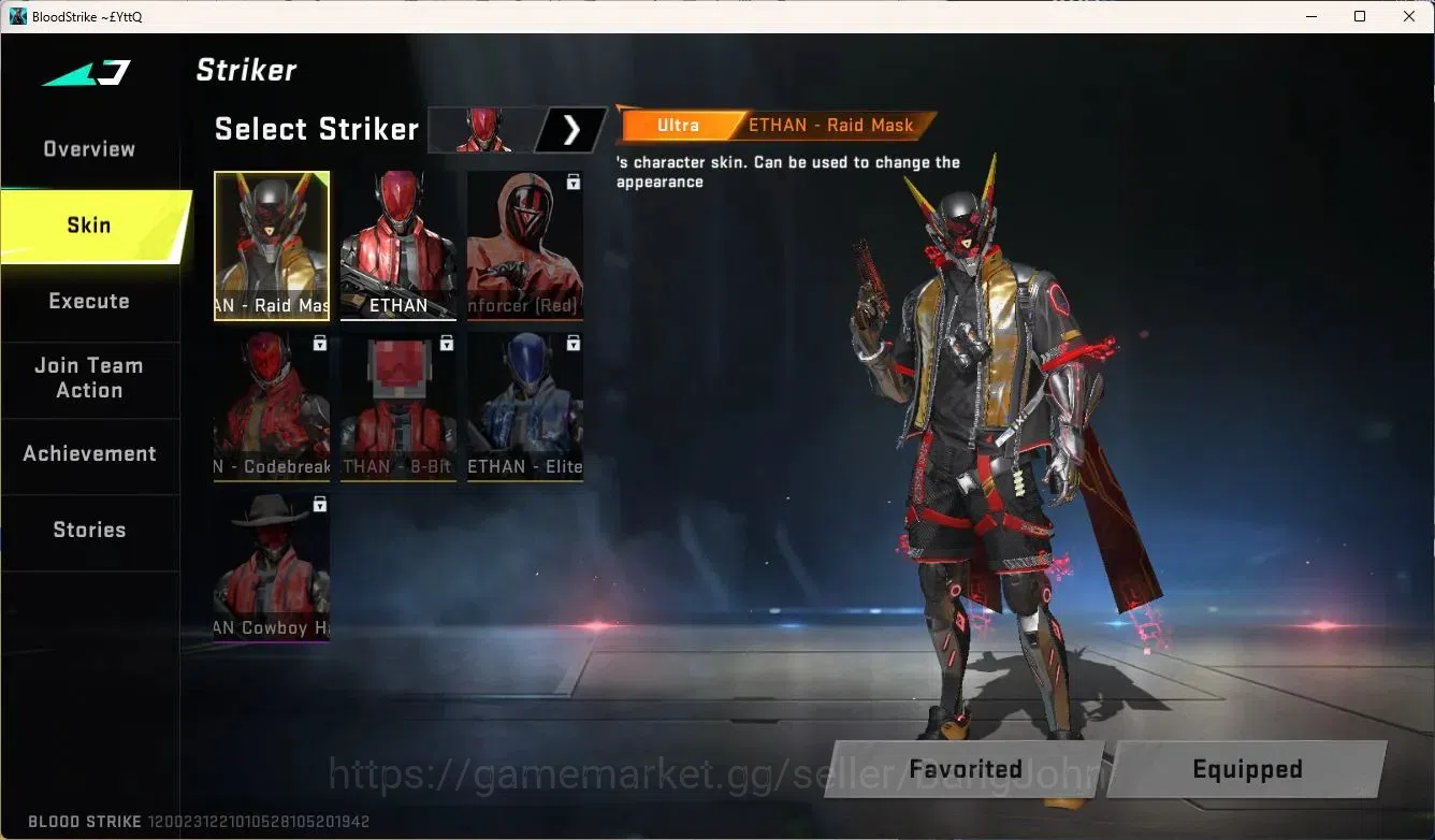 Blood Strike Accounts ASIA | 1 ULTRA Striker: ETHAN - Raid Mask | 4 Lege image 2