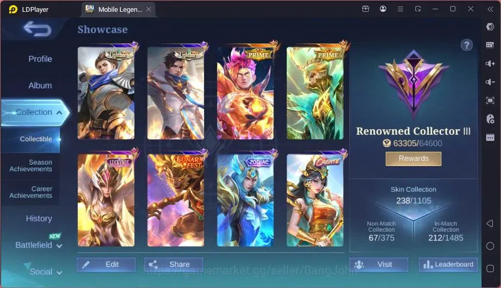 Mobile Legends: Bang Bang Accounts Global|Hero 118|Skin 238|Renowned|Collector Natali image 17