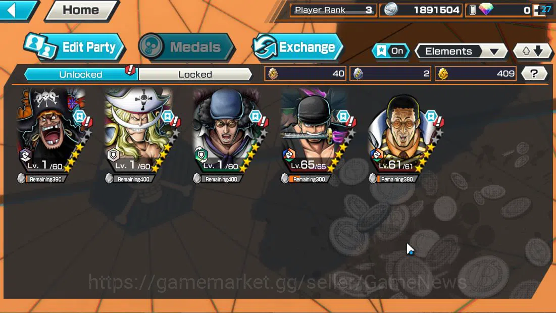 One Piece Bounty Rush Accounts Global|5 EX| T4E D.Teach,AM Sword [Borsalino],Blac image 2