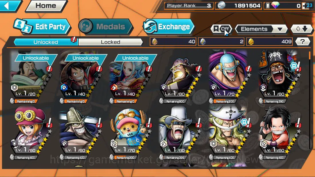 One Piece Bounty Rush Accounts Global|5 EX| T4E D.Teach,AM Sword [Borsalino],Blac image 3
