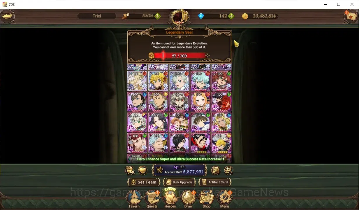The Seven Deadly Sins: Grand Cross Accounts Endgame Global|5,8M CC|57 LS|8 LR+10 UR +Many Collab|NMeli3/6,Subabea,H 1