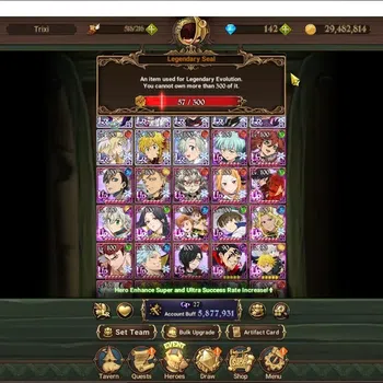 The Seven Deadly Sins: Grand Cross Accounts Endgame Global|5,8M CC|57 LS|8 LR+10 UR +Many Collab|NMeli3/6,Subabea,H