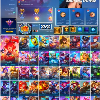 Mobile Legends: Bang Bang Accounts #4534 292 Skins | Fanny P.ACE Fanny (P.ACE) | Badang Pegasus Seiya (SAINT SEIYA