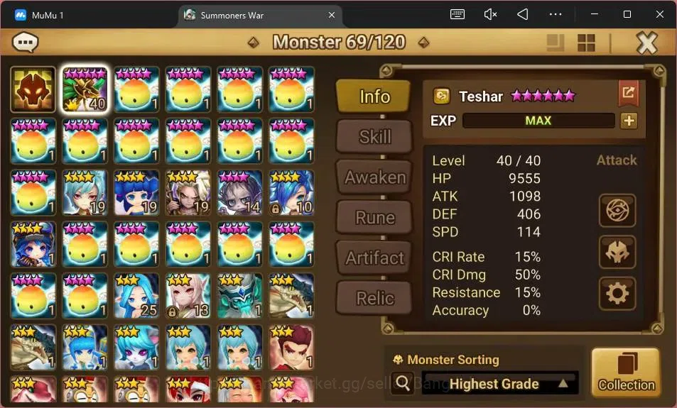 Summoners War: Sky Arena Accounts GLOBAL | NB 5 TESHAR,Starter Gacha 115 12Y+160 11Y image 2