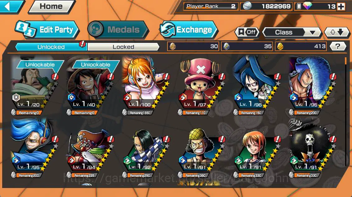 One Piece Bounty Rush Accounts Others GLOBAL | EX 3| kaido son Yamato, Four emperor monkey D luffy, Fire fist Ace n Yamato 4